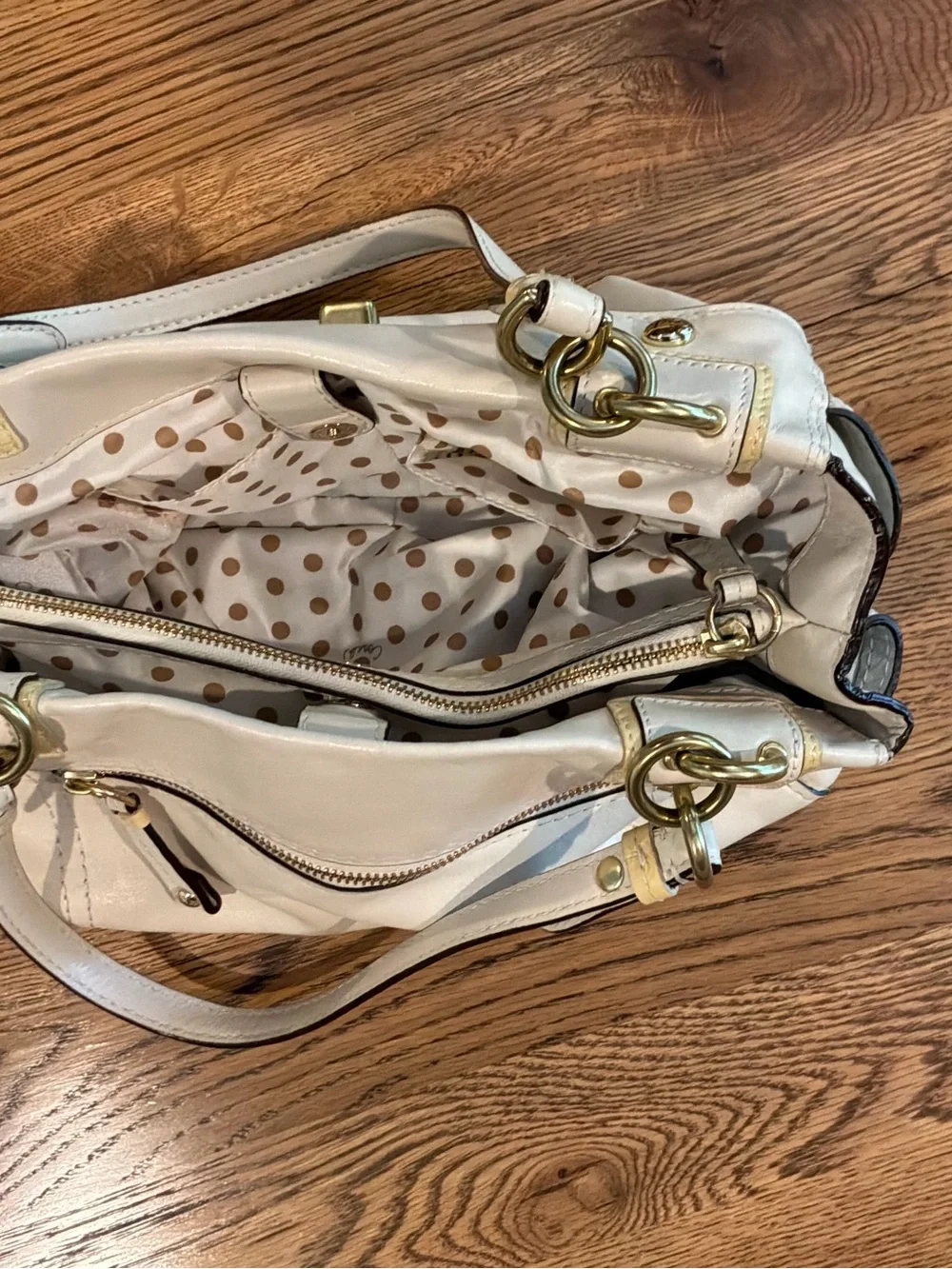 Coach Peyton Cream and Yellow Leather Shoulder Satchel